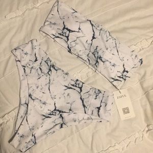 Marble High Waisted Strapless Swimsuit